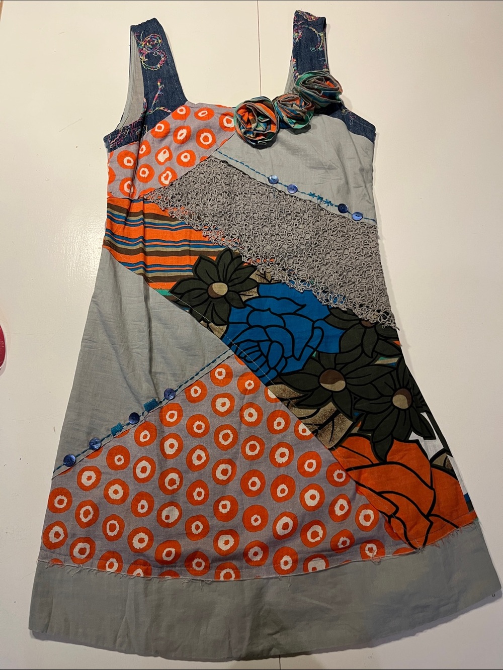 Bohemian Patchwork A-Line Sundress.